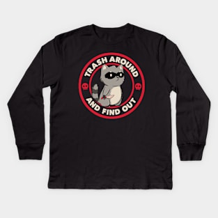 Trash Around Raccoon Red by Tobe Fonseca Kids Long Sleeve T-Shirt